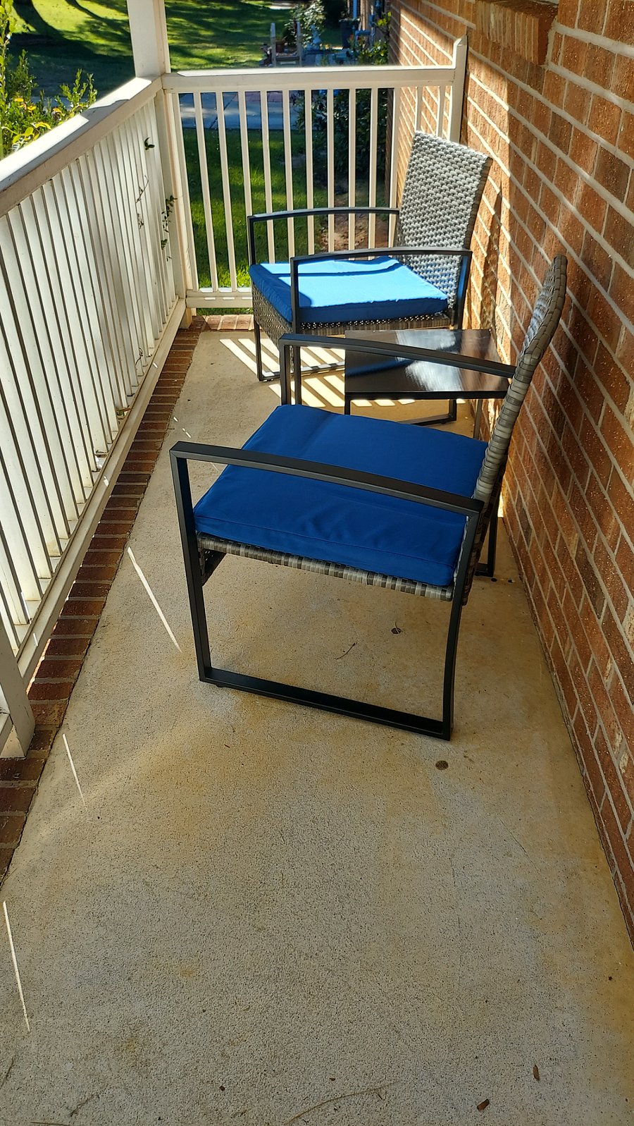 Front covered patio with seating