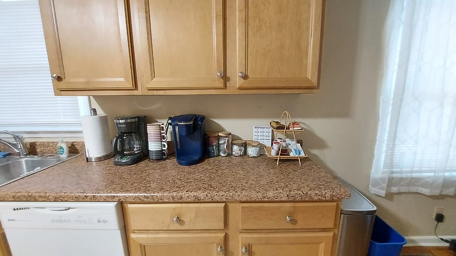Kitchen coffee area (Keurig and drip coffee maker)