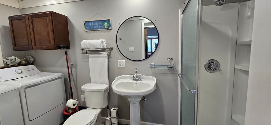 Bathroom #2 with glass door shower