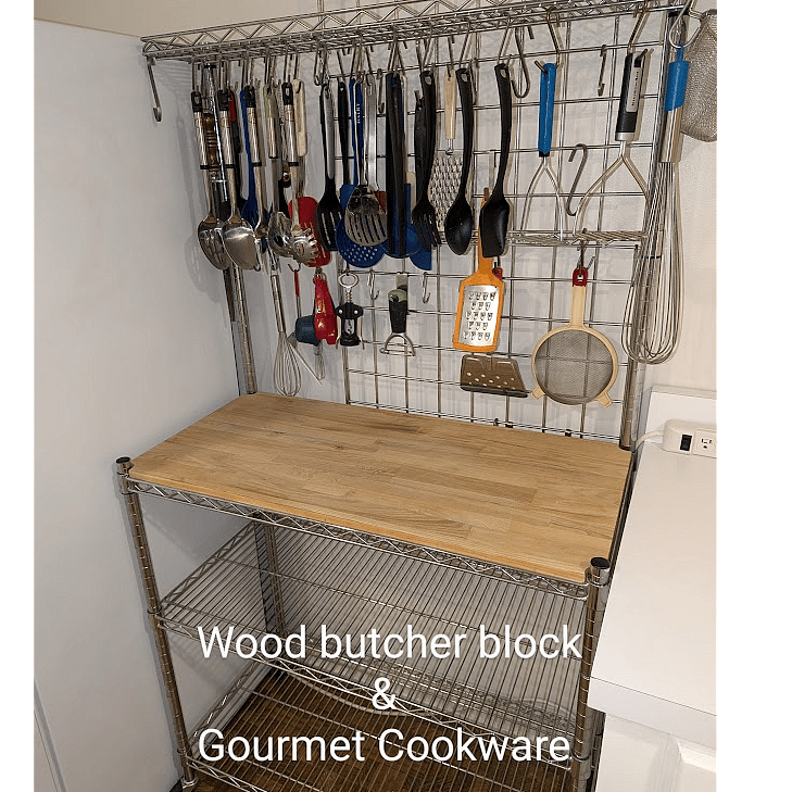 Wood Butcher Block with Gourmet Cookware