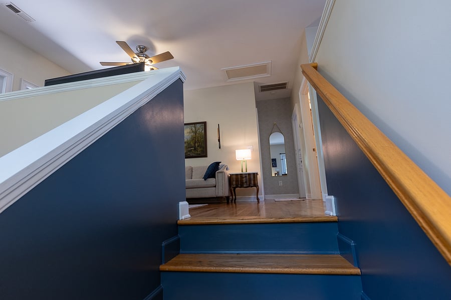 Top of stairwell. A lockable gate can be installed at top of stairs, if requested.