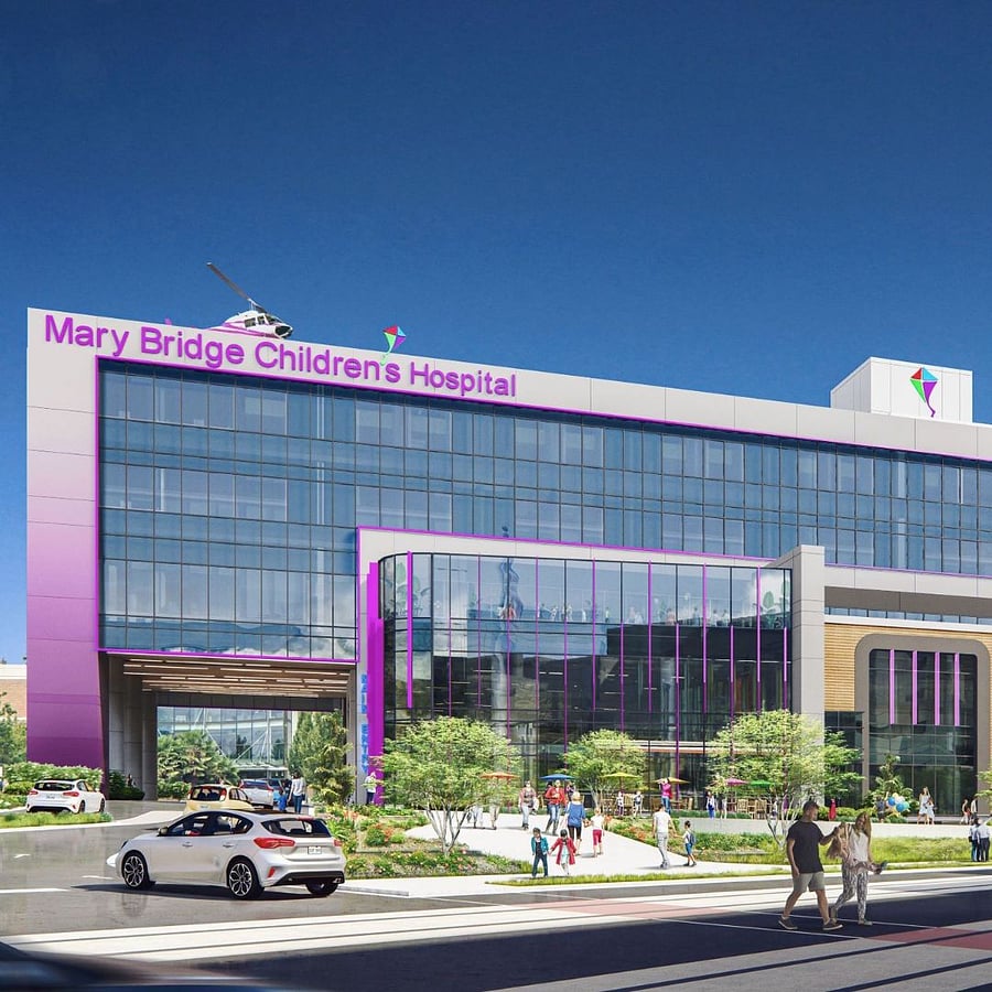 Mary Bridge Children's Hospital takes care of families from all over Washington State. They are in the process of a brand new hospital expansion, located across from the iconic, Frisco Freeze, just blocks from Stadium High School & Wright's Park.