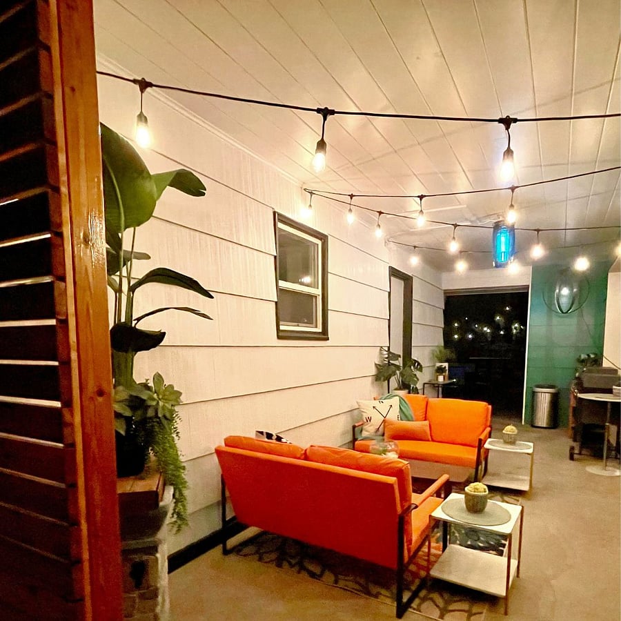 Covered outdoor patio available year-round in Tacoma furnished housing  ideal for travel nurses, contractors, and professionals seeking flexible month-to-month living.