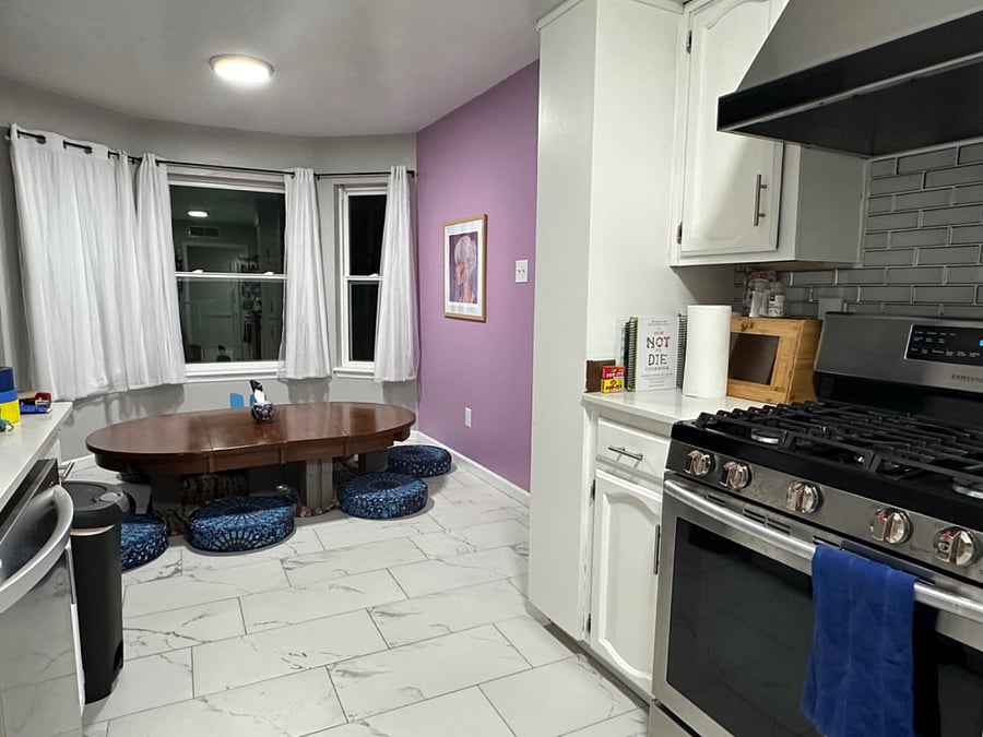 Japanese style, chabudai dining table in the kitchen. There is additional dining seating outdoors and in the master ensuite. (not photographed)