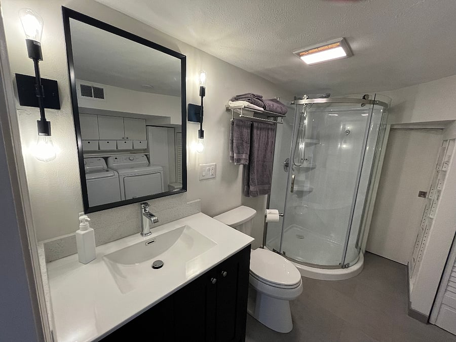 Additional mirror located inside of the shower