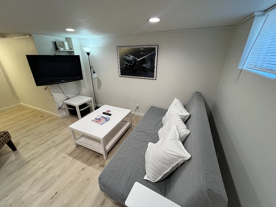 Living room with mounted TV