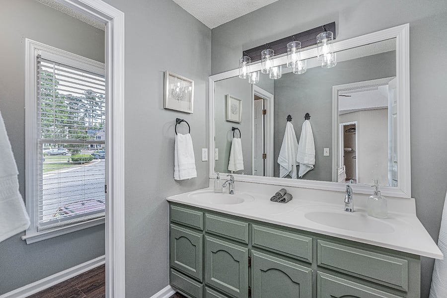 Primary bath room with water closet