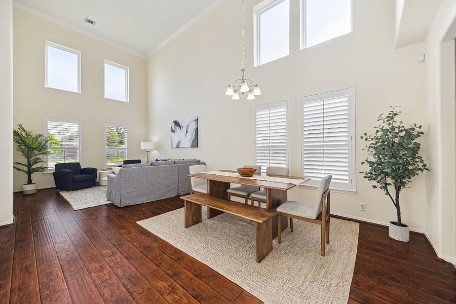 Indulge in the open concept living and dining space