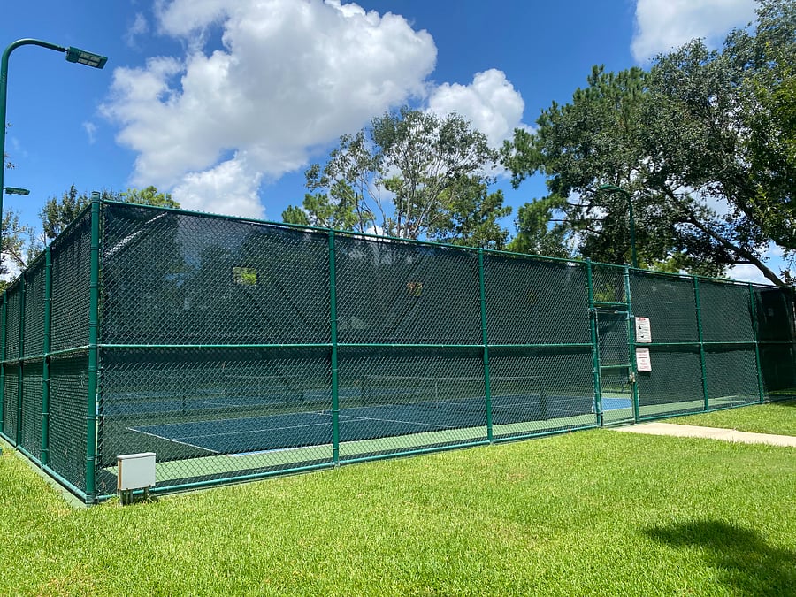 Stay active on the well-maintained tennis court, perfect for friendly matches or honing your skills in a peaceful outdoor setting.