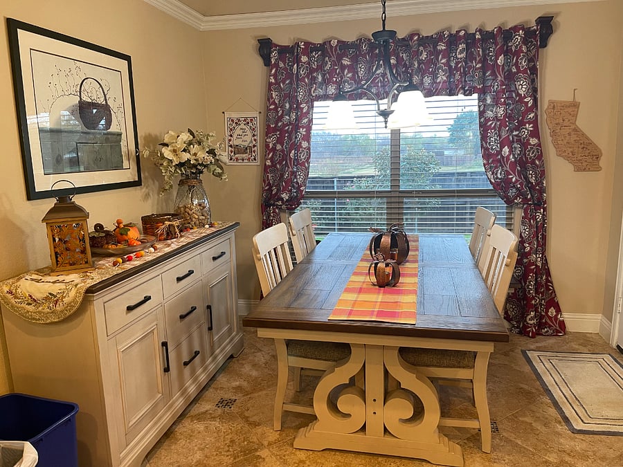 Dining Room table seats 8-10.