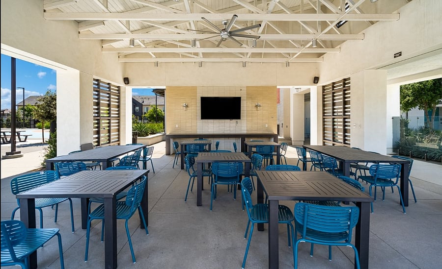 Community Outdoor Covered Seating and TV Area