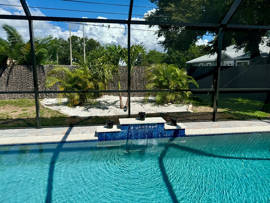 Custom pool with water feature