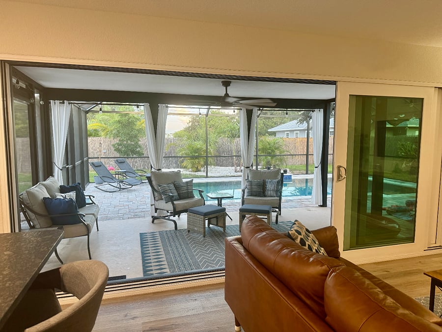 Large Sliders Open to Pool Area