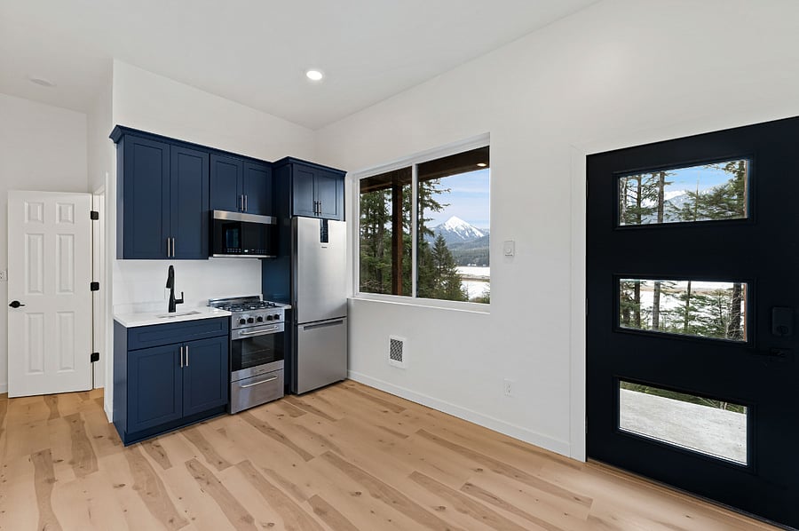 New and bright with a great view. This photo was taken before furnishings.