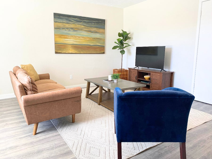 Comfortable living space with a TV