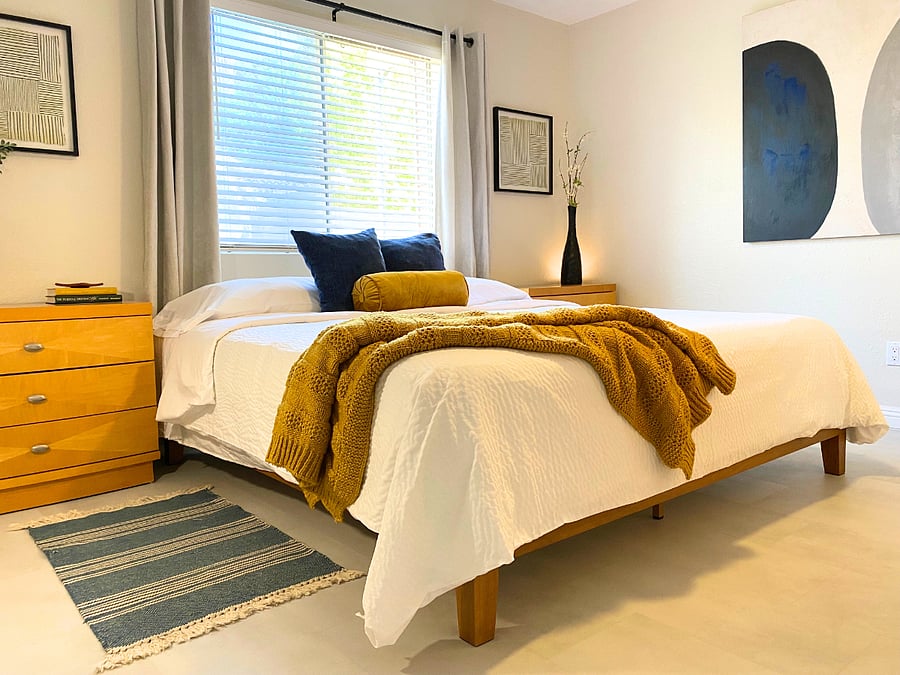 Spacious master bedroom with king size bed