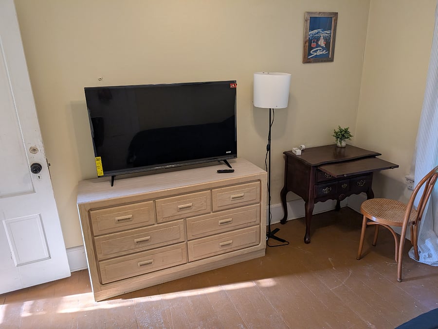 Closeup of brand-new second bedroom TV.