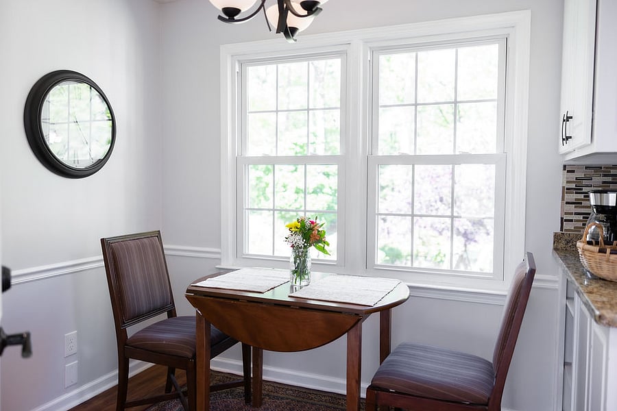 Breakfast nook overlooking backyard