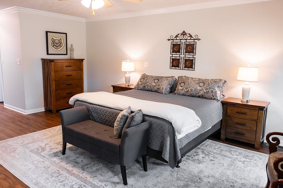 King bed in master bedroom