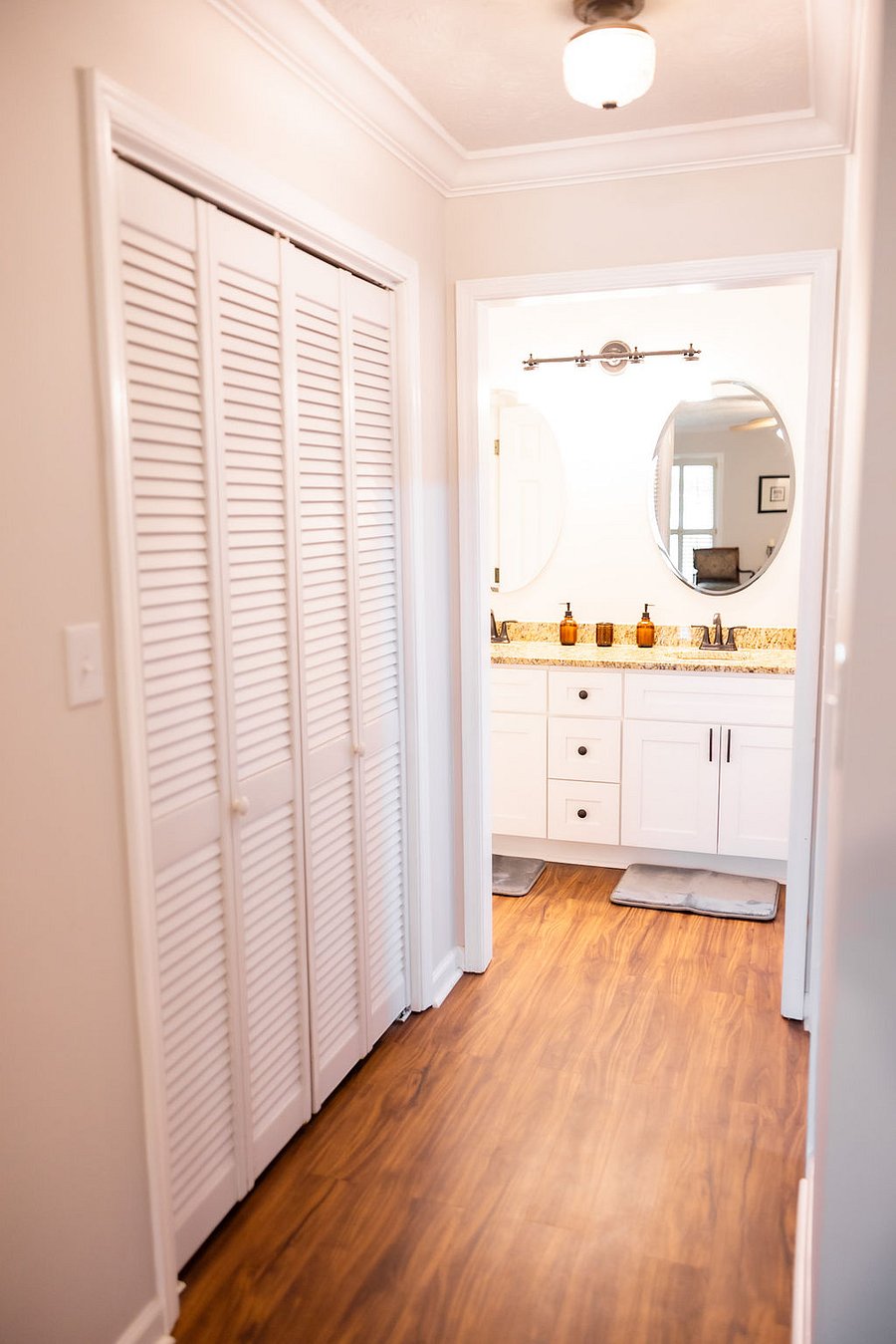 Hallway to bath room in master bedroom