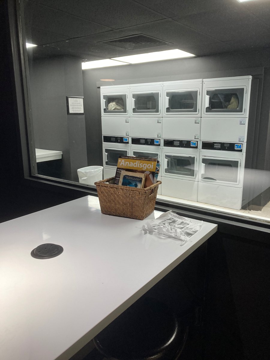 Work space in basement near larger washer/dryers if unit stacked washer/dryer isnt large enough.