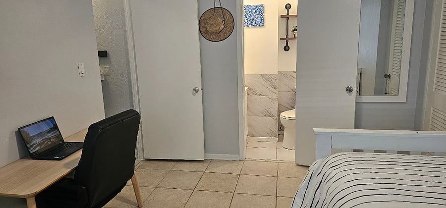 2nd bedroom, desk and chair, 1.5 bath