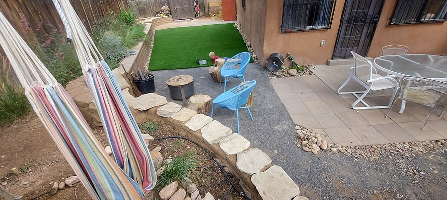 Outdoor seating and dining. And a hammock swing :)