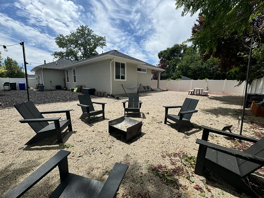 Backyard with fire pit area