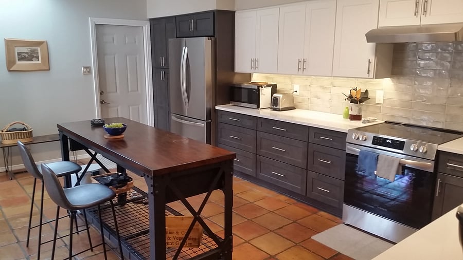 Kitchen showing new micro/air fryer/convection countertop unit