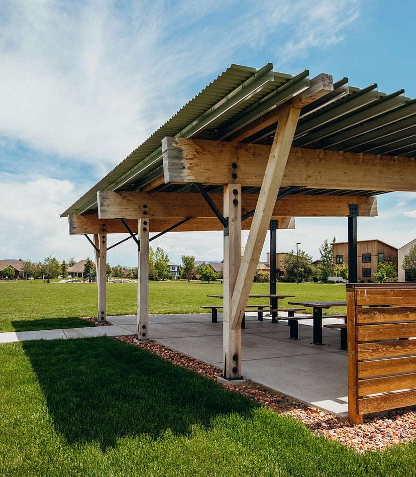 Picnic pavilion in park.