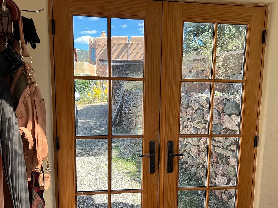 Sunroom, looking out at upper driveway