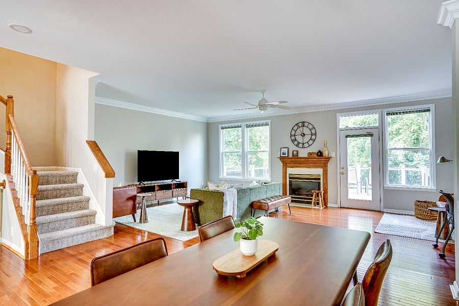 Living room and dining area