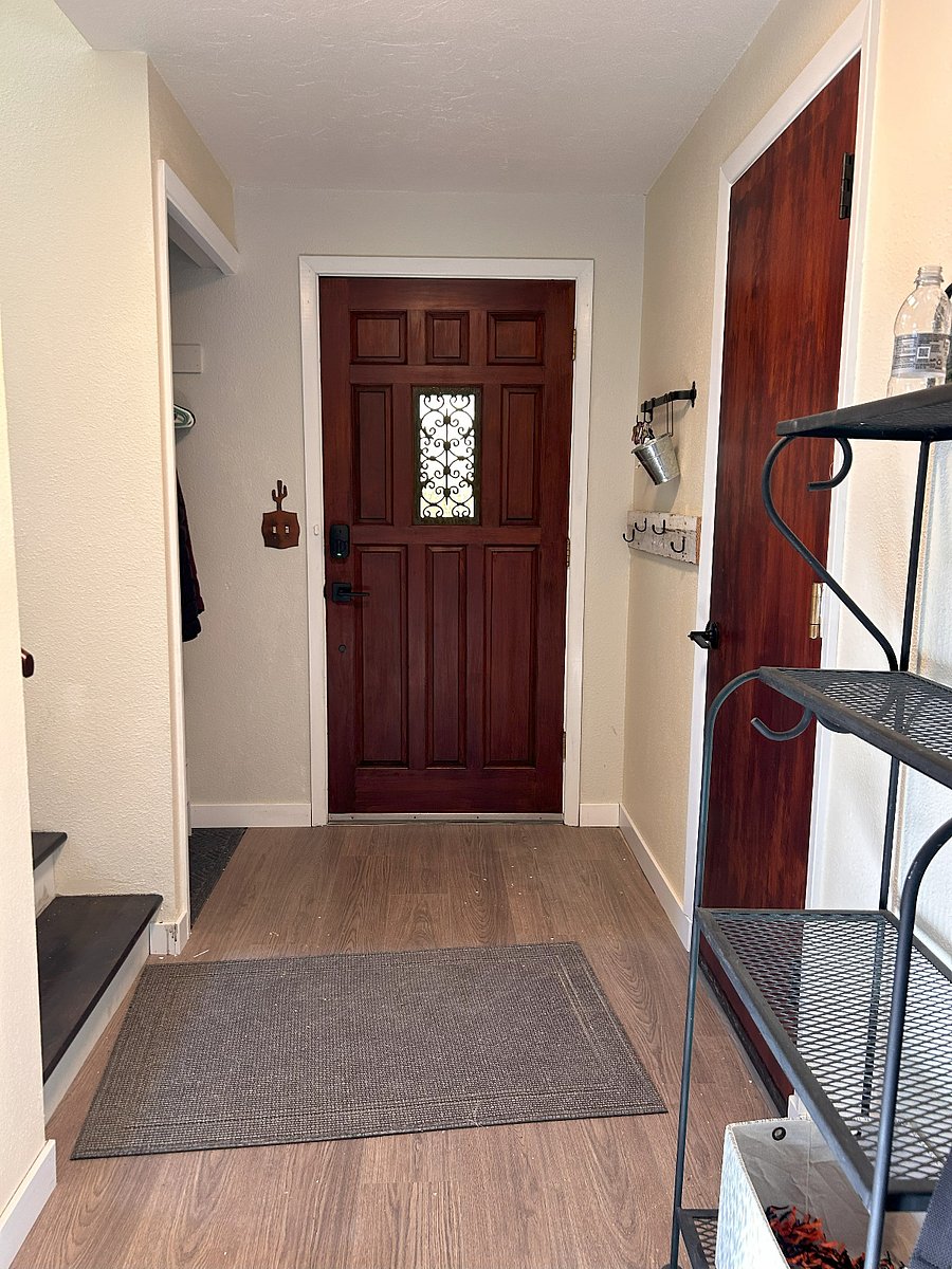 Front Door - garage to the right; stairs to the left. 