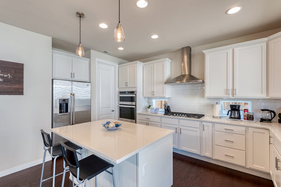 Another view of the Open area. Plenty of kitchen cabinets for longer term stays