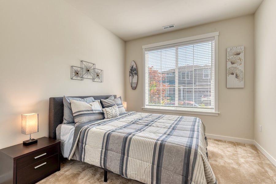 The only bedroom downstairs. Queen size bed!