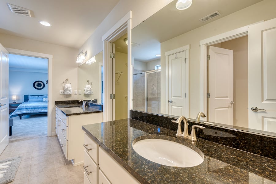 Luxurious Primary Bathroom with Walk in Shower and Huge Closet. Perfect for longer stays