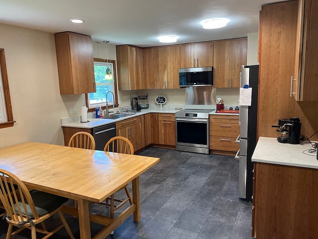 Huge kitchen with large dining table