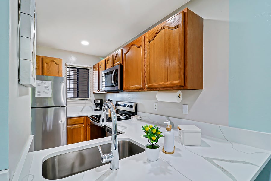 Quartz Countertops with Big SS kitchen sink