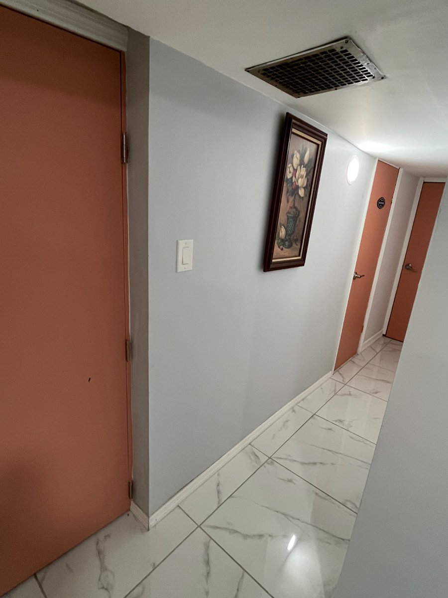 Walkway to bathroom