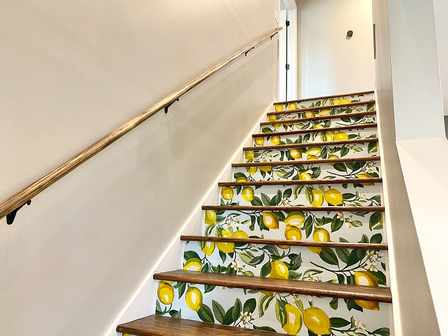 Cheery lemons welcome you upstairs.