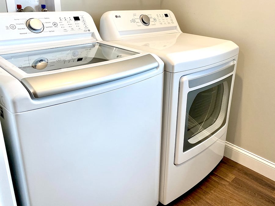 Easy, convenient washer & dryer upstairs near bedrooms.