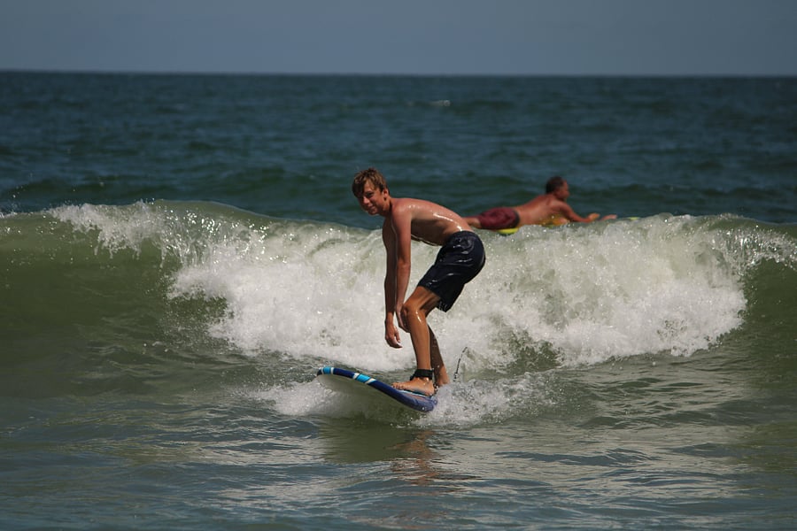 Surfing near the pier or at far south end