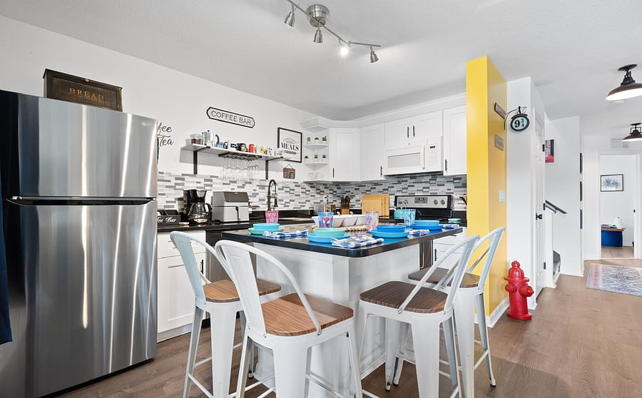 Fully equipped kitchen with full-size appliances and everything needed for 3090+ day stays.