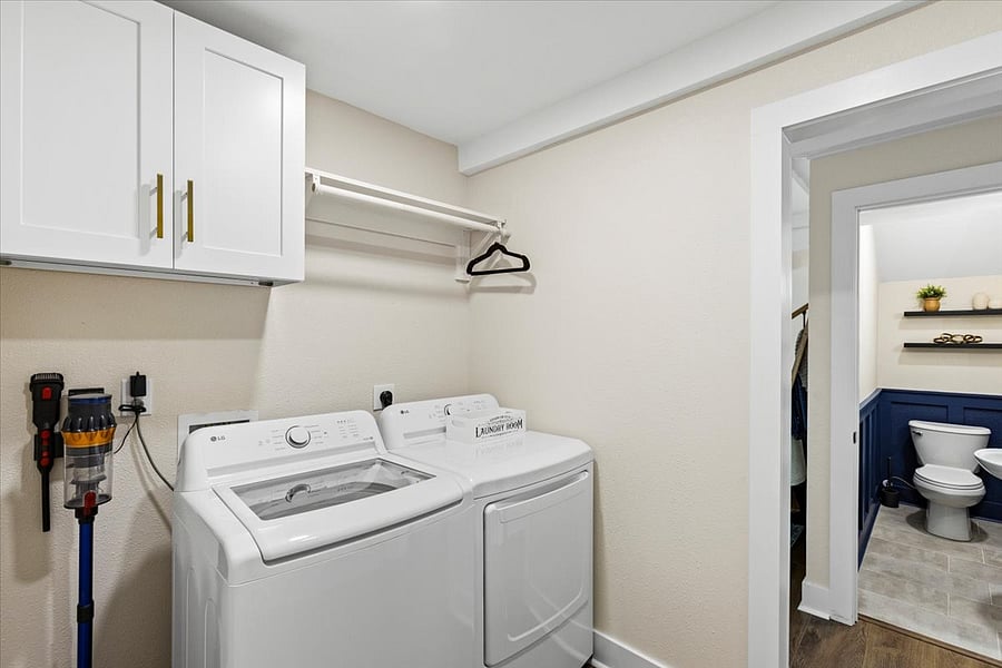 Laundry is located downstairs.