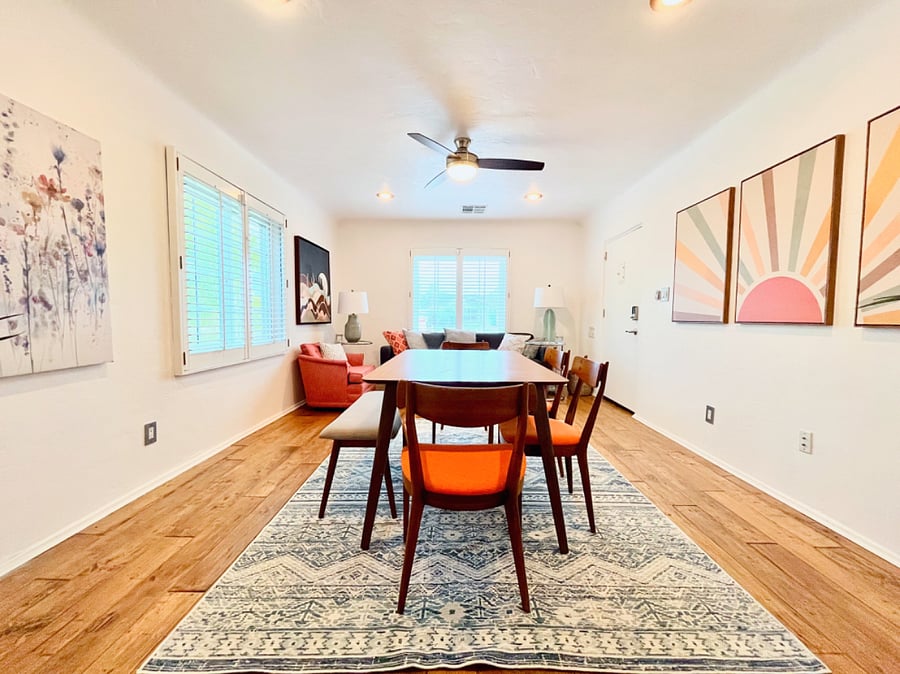 View from dining room to front living roomWor
