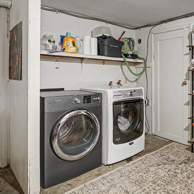 Laundry area in basement 