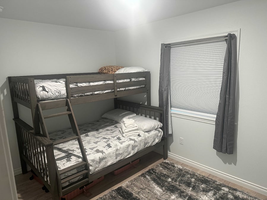 Twin and Full size bunk beds with cubbies and smart TV