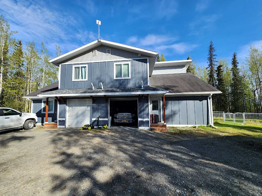 Heated single car garage with large deep freezer  freezer