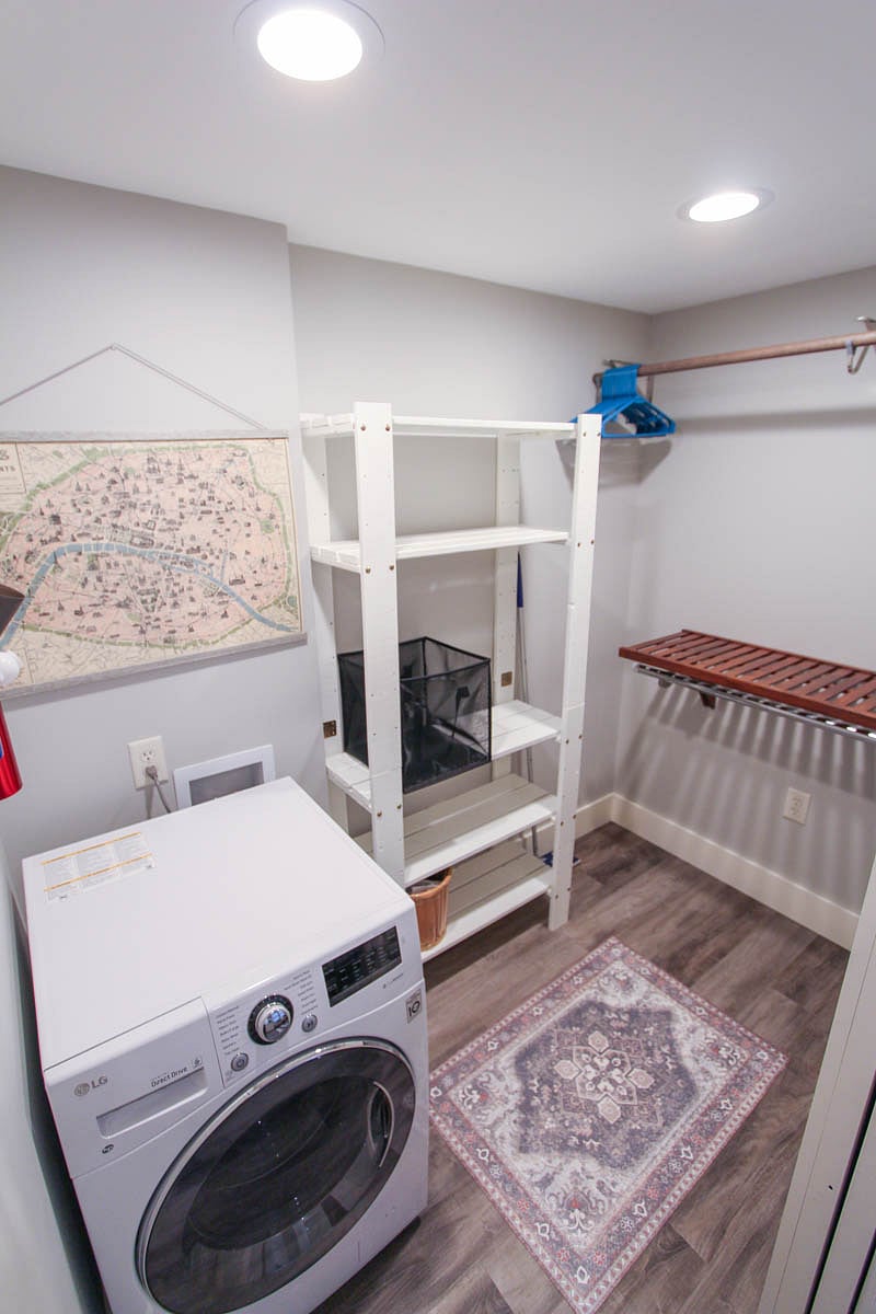 walk-in closet, storage and laundry area.