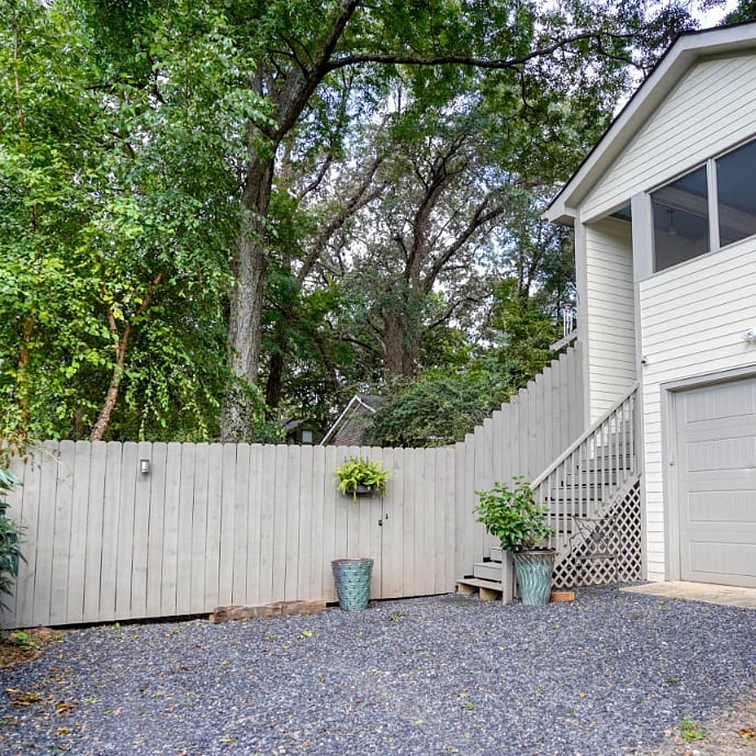 Off-street parking place and private apartment entrance.
